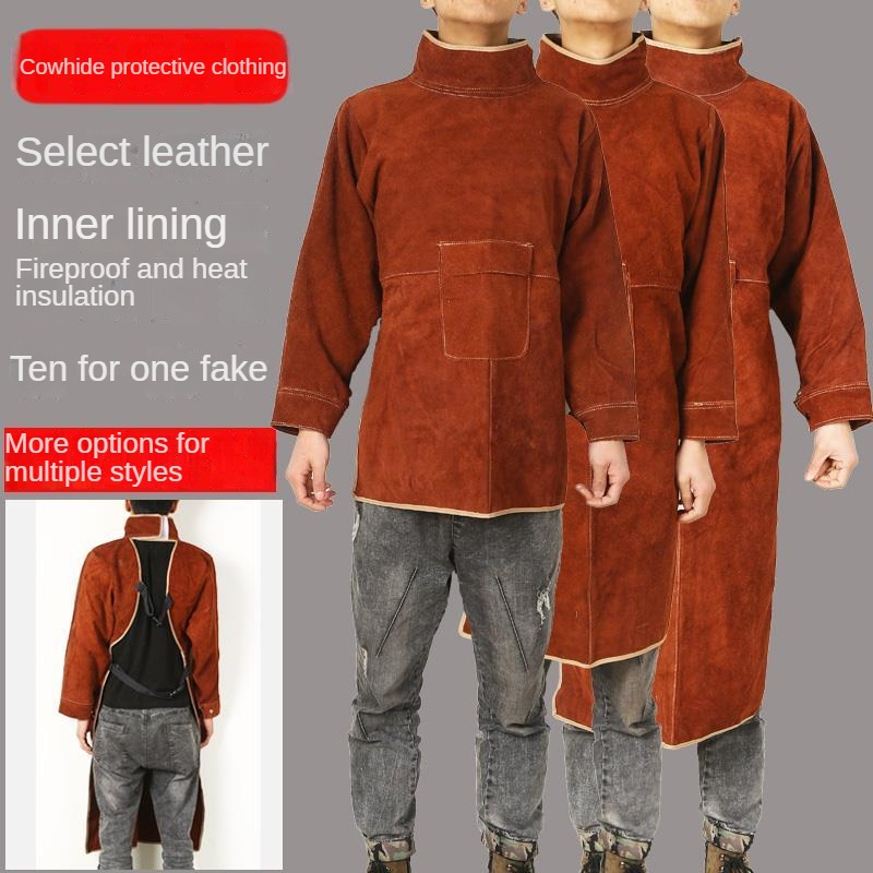 Leather Work Overalls - Osłona spawalnicza Skóra bydlęca Zapobiegająca poparzeniom