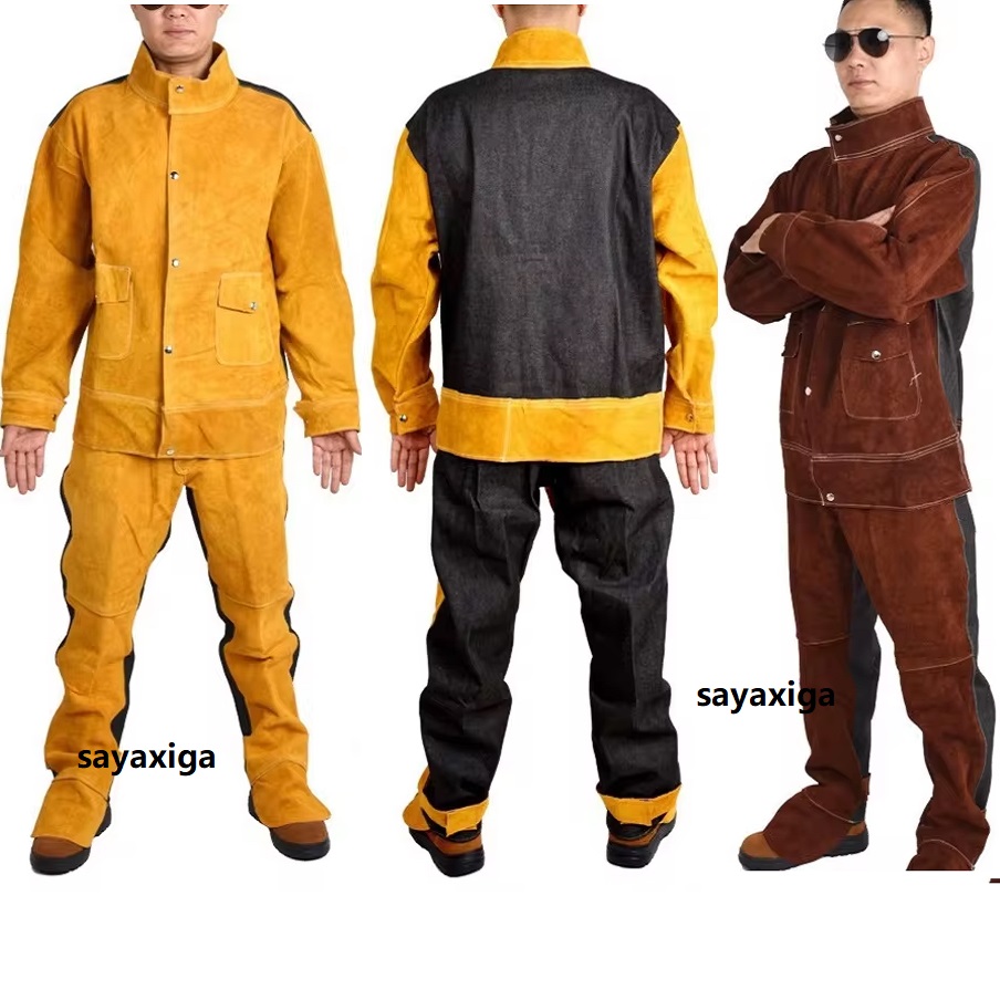 Leather Work Overalls - Wytrzymałe skórzane kombinezony spawalnicze z ognioodporną