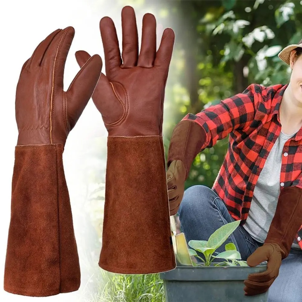 Leather Work Youtube - Długie rękawice robocze do prac ogrodniczych
