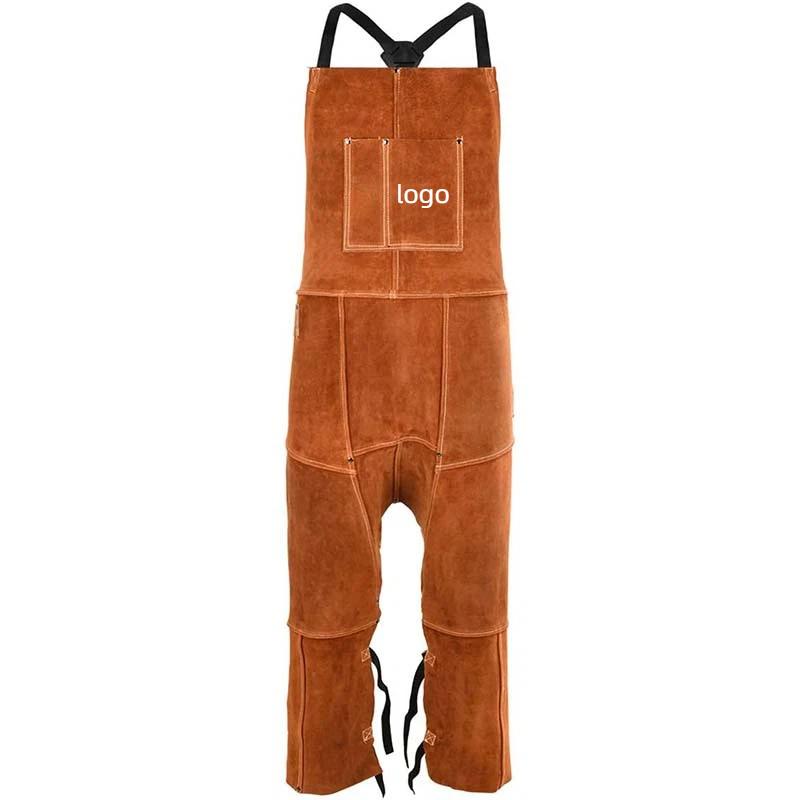 Leather Work Overalls - Męskie spodnie robocze typu kombinezon z