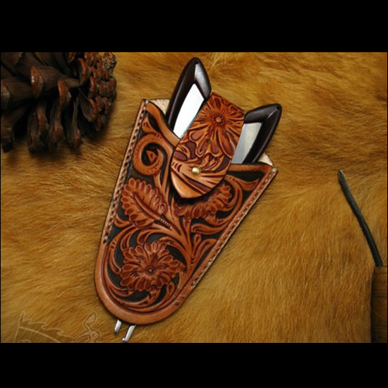 Unique Leather Work - Rękodzieło dynastii Tang, kwiaty, unikalne narzędzia