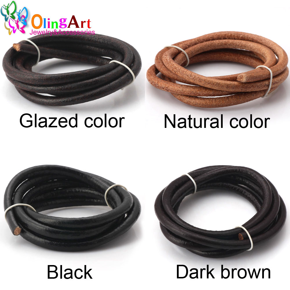 Leatherwork Beginner - Olingart Dia 1.5/2/3/4/5/6mm czarny/naturalny/brązowy/glazura skórzany okrągły