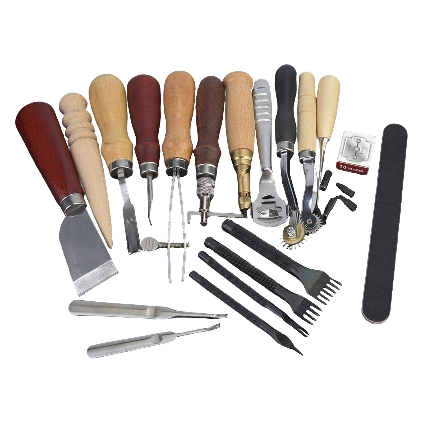 Leatherwork Beginner - Narzędzia do skóry, 19-częściowy zestaw do